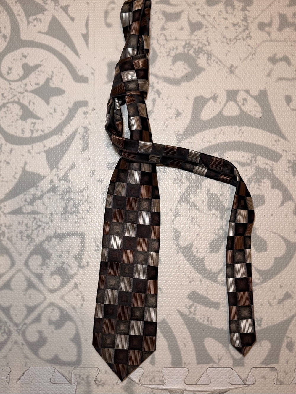 croft & barrow Brown and Silver Checkered Men's Tie